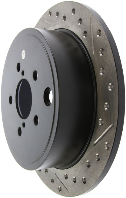 StopTech [08-10 Impreza WRX, 08-10 Impreza Coupe/Sedan] Drilled and Slotted Left Rear Rotor - Black E-Coated