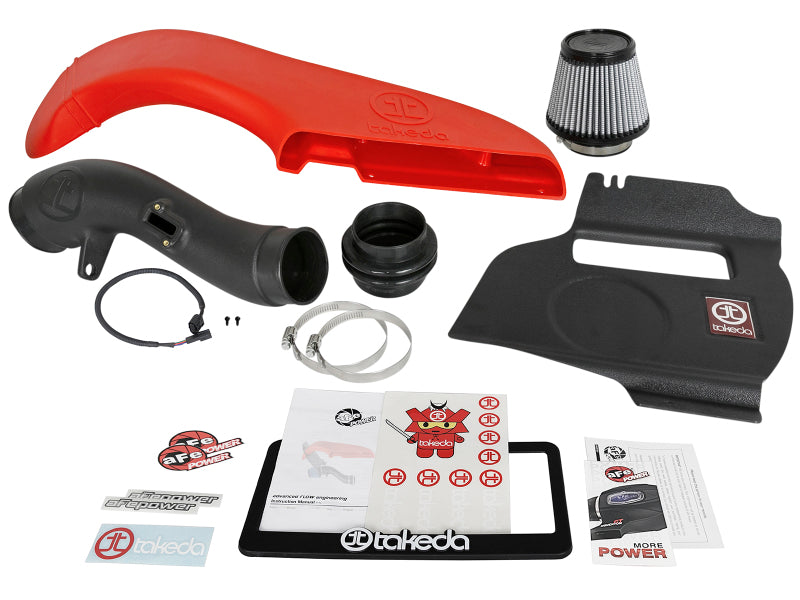 aFe Takeda Stage-2 Cold Air Intake System for [15-18 WRX] - Wrinkle-Black Tube, Red Scoop