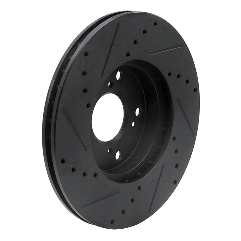 R1 Concepts [98-02 Accord] Front Right Drilled and Slotted Brake Rotor - Black