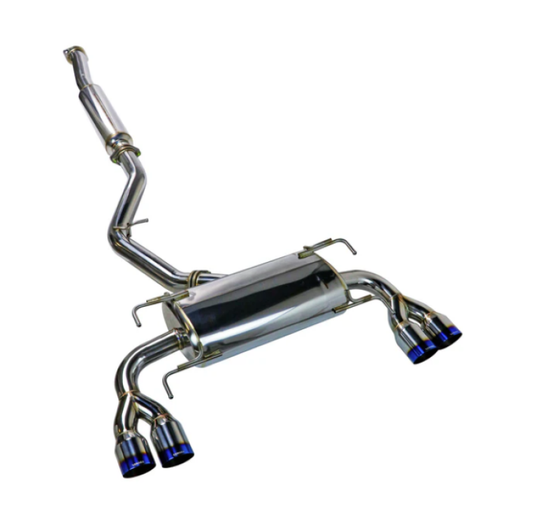 Remark [08-14 WRX STI GR Hatch] Sports Touring Cat-Back Exhaust - Resonated Burnt Quad Tips | RK-C2076S-02T