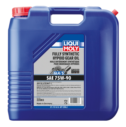 LIQUI MOLY Fully Synthetic Hypoid Gear Oil - 75W-90 GL4/GL5, 20 L