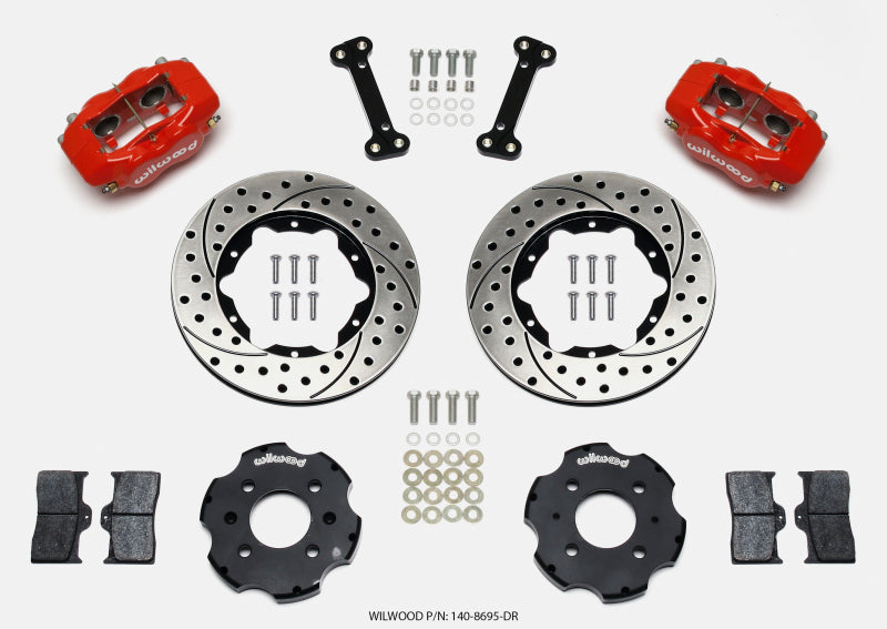 Wilwood [92-95 Civic] [93-97 Civic del Sol] Front Forged Dynalite Brake Kit - Red Calipers, Drilled Rotors