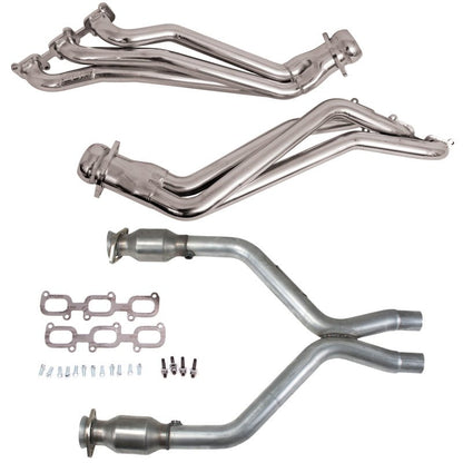 BBK 11 - 14 Ford Mustang V6 1 - 3/4 Long Tube Headers w/High Flow Catted X - Pipe | Silver Ceramic - JDMuscleShop the look 2bbk16422