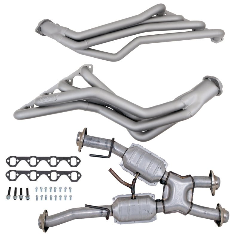 BBK 79 - 93 Ford Mustang 5.0L 1 - 5/8 Long Tube Headers w/High Flow Catted X - Pipe | Ti Ceramic - JDMuscleShop the look 2bbk15312