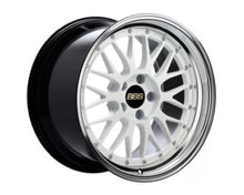 BBS LM 18x10 5x114.3 ET20 White w/ Blue Metallic Flake / Diamond Cut Lip Wheel 82mm PFS/Clip Require | LM086WBP - BKBD - JDMuscleWheelsbbsLM086WBP-BKBD