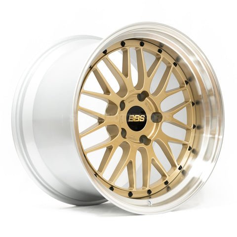 BBS LM 19x11 5x130 ET63 CB71.6 Diamond Gold Center Diamond Cut Lip Wheel | LM224GPK - JDMuscleWheelsbbsLM224GPK