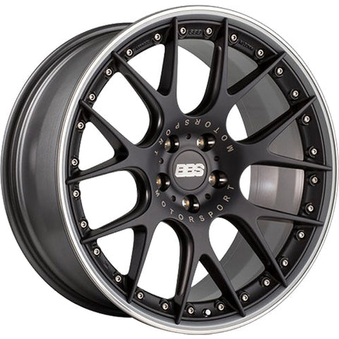 BBS CH-RII 21x9.5 5x112 Satin Black w/ Polished Stainless Steel Lip Wheel w/Motorsport Etch | CH614BPPO-MTSP