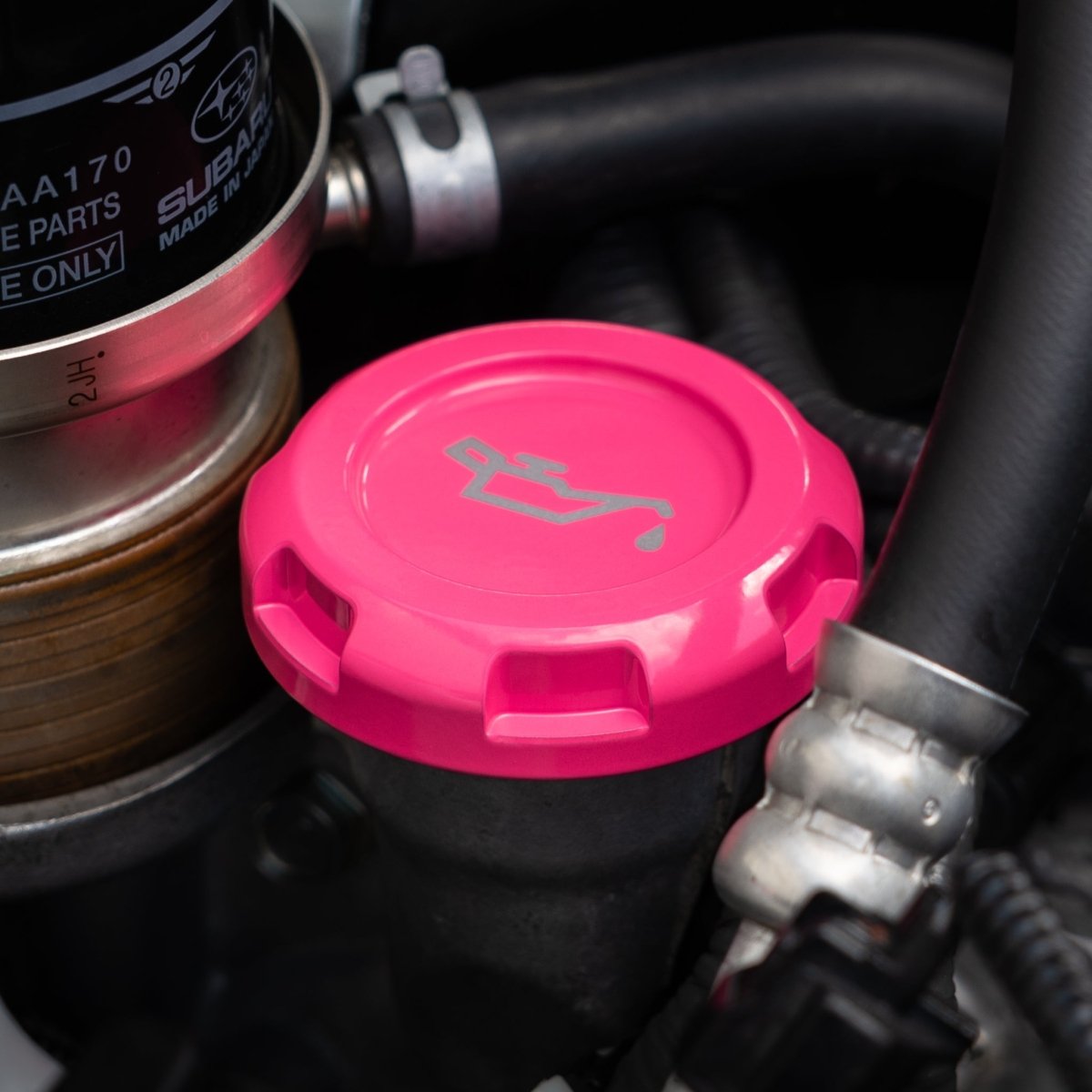 Billetworkz [13+ Crosstrek] Engine Bay Caps - JDMuscleOil CapsBW-EBCZR-SUB-XTK-HYPK-EHyper Pink