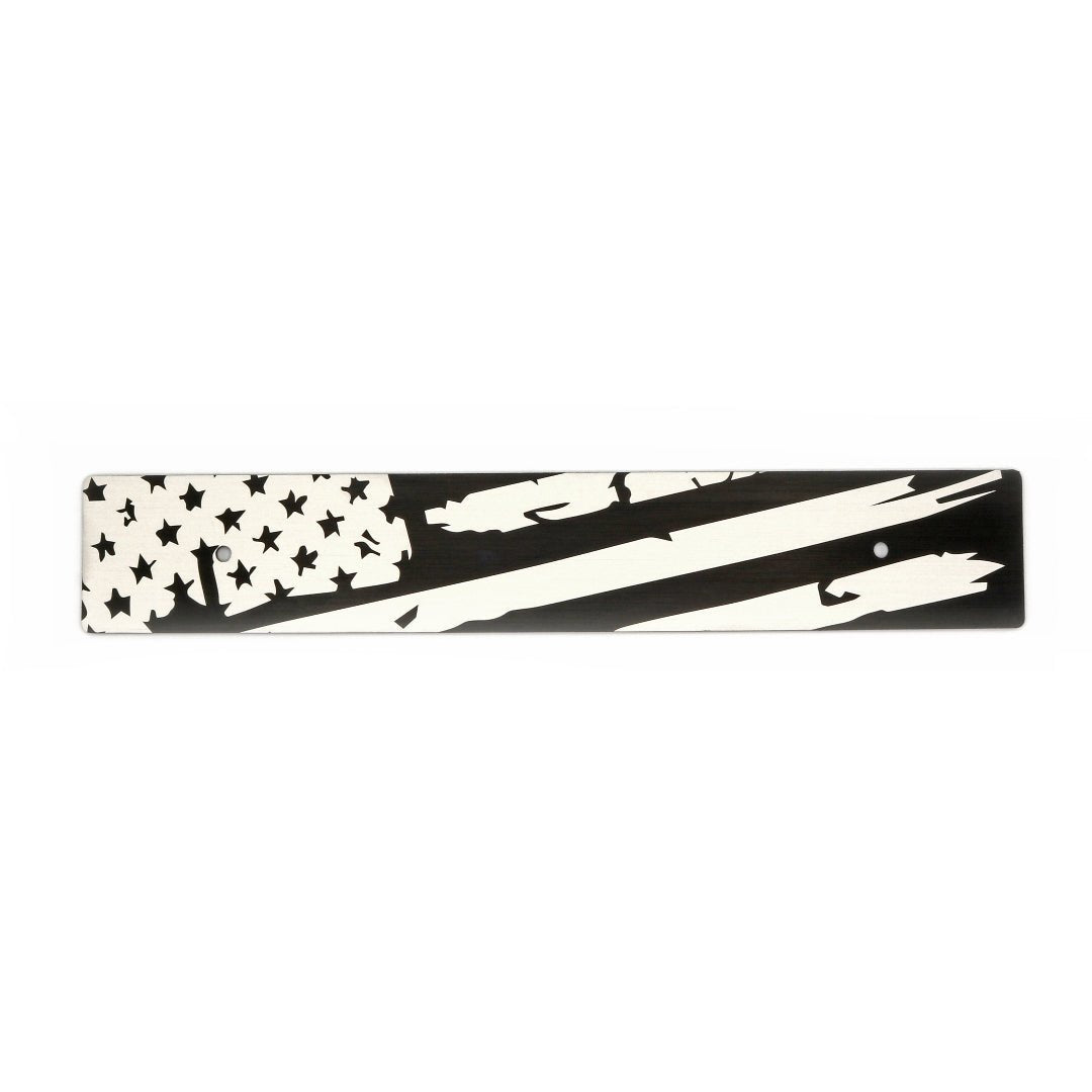 Billetworkz "American Flag - Distressed" License Plate Delete - JDMuscleLicense Plate HolderbwzBW-LPD-FLGD-USUniversal Fitment: Holes 7" apart (U.S. License Plate Mounting)