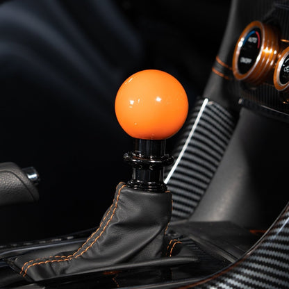 Billetworkz Automatic Shifter - Gloss Orange - Fits Subaru CVT: WRX (15–21), Crosstrek (13–23), Forester (14–18), Impreza (12–23), Legacy/Outback (10–14) - JDMuscleShift KnobbwzBW-KNB-SUBAU-NO-GORA-SP-PU2-WB-BLKSphereBlack AdaptorYes - my car has a shift boot