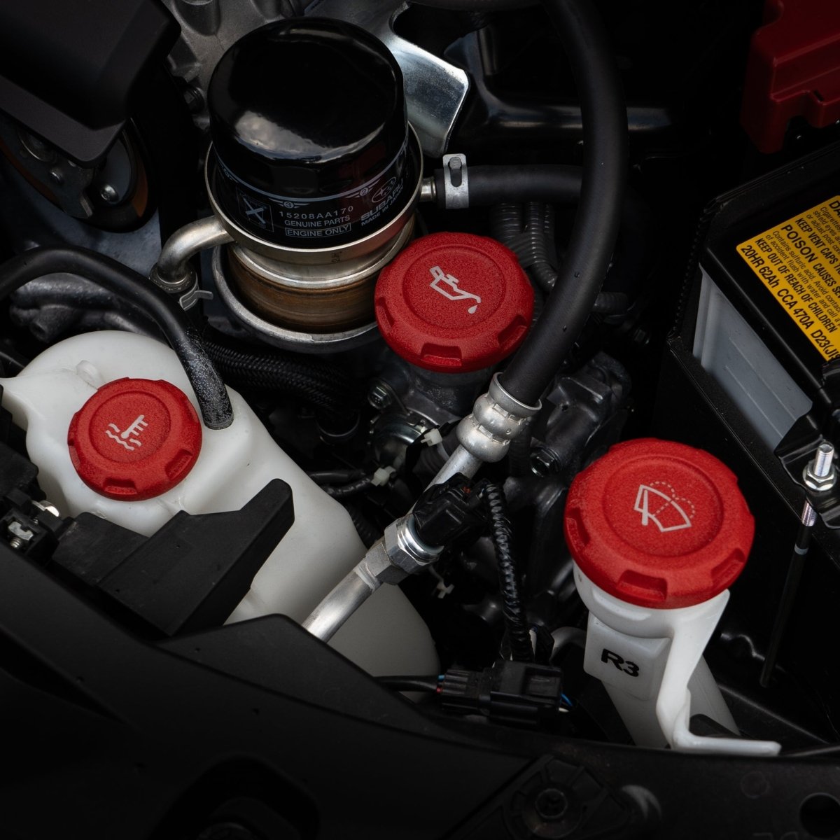 Billetworkz Engine Bay Caps - BRZ/FRS/86 2013 - 2021 & 2022+ - JDMuscleEngine Bay CapsBW-EBCZR-SUB-BRZM-RWR-EManualRed Wrinkle