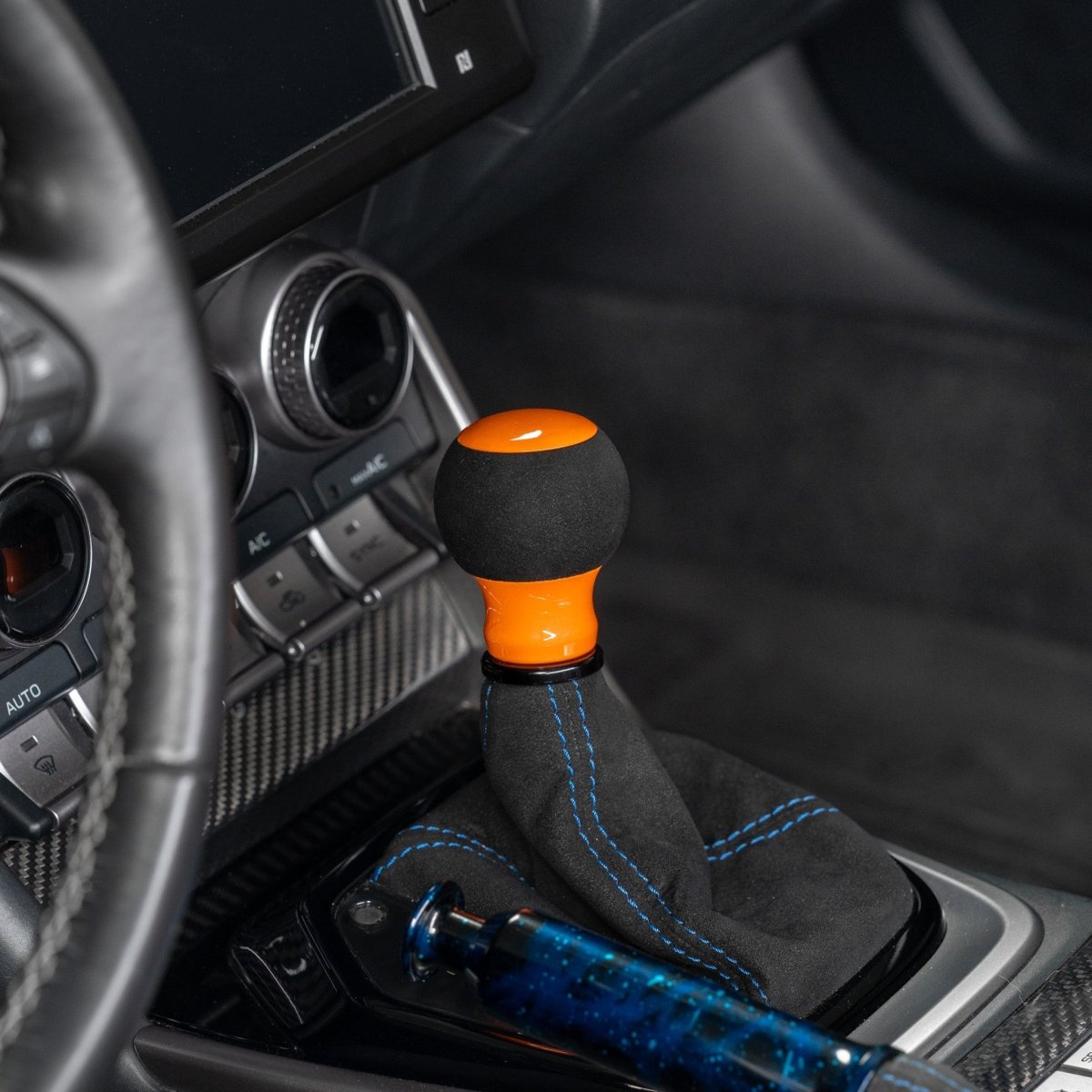 Billetworkz "Fusion" Automatic Shifter - BRZ / FR-S / 86 2013-2021 - JDMuscleShift KnobsBW-KNB-BRZA-NO-GORA-FUAGloss OrangeAlcantara