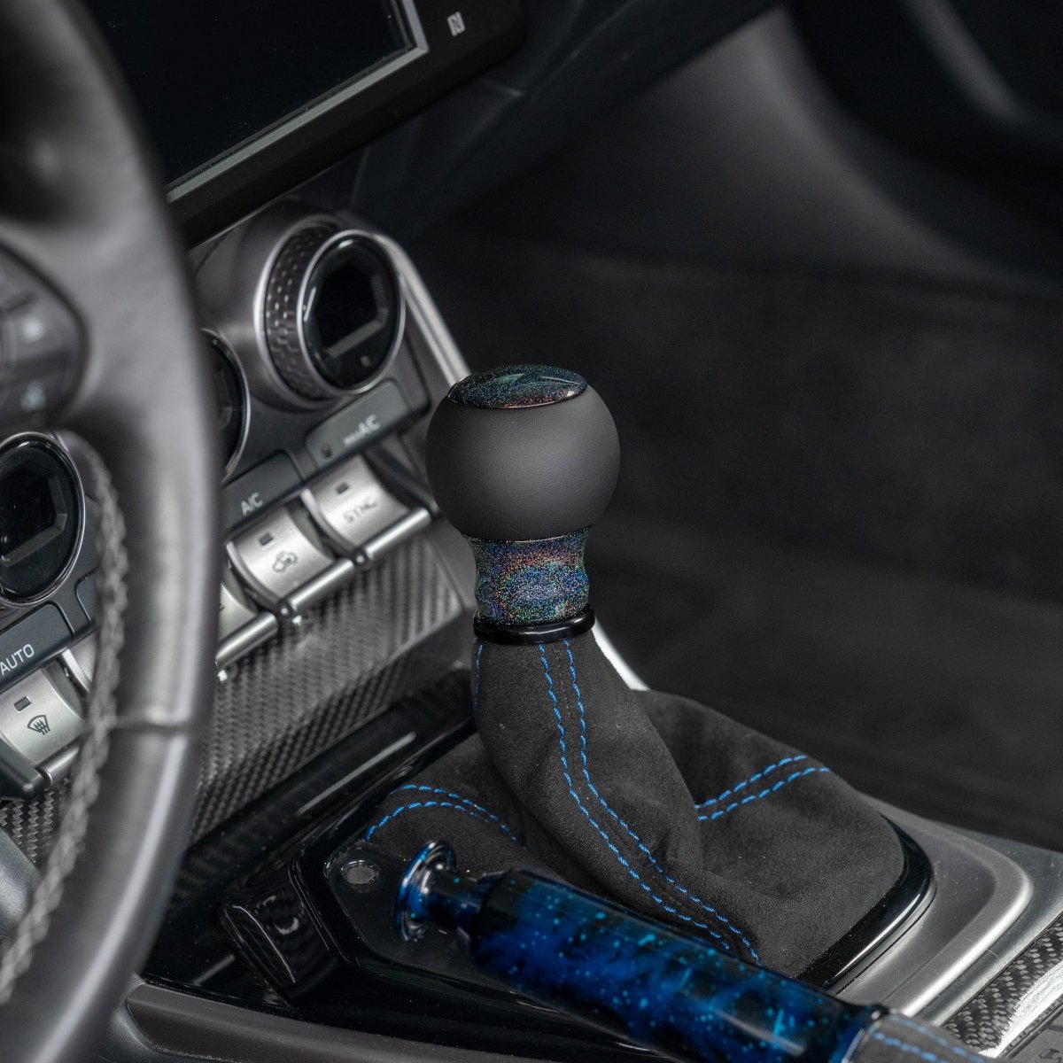 Billetworkz "Fusion" Automatic Shifter - BRZ / FR-S / 86 2013-2021 - JDMuscleShift KnobsBW-KNB-BRZA-NO-RBSP-FULRainbow SparkleLeather