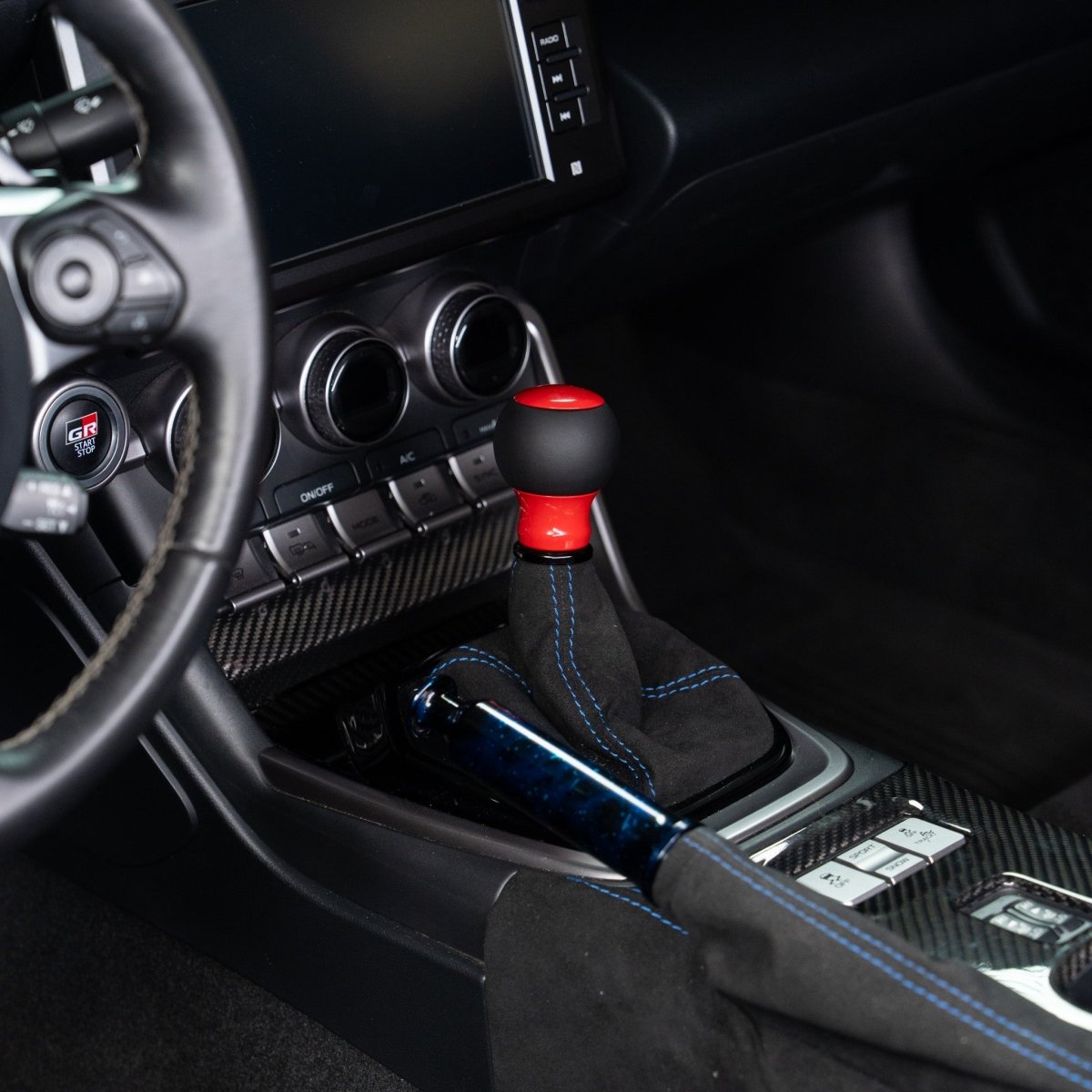 Billetworkz "Fusion" Automatic Shifter - BRZ / FR-S / 86 2013-2021 - JDMuscleShift KnobsBW-KNB-BRZA-NO-GRED-FULGloss RedLeather