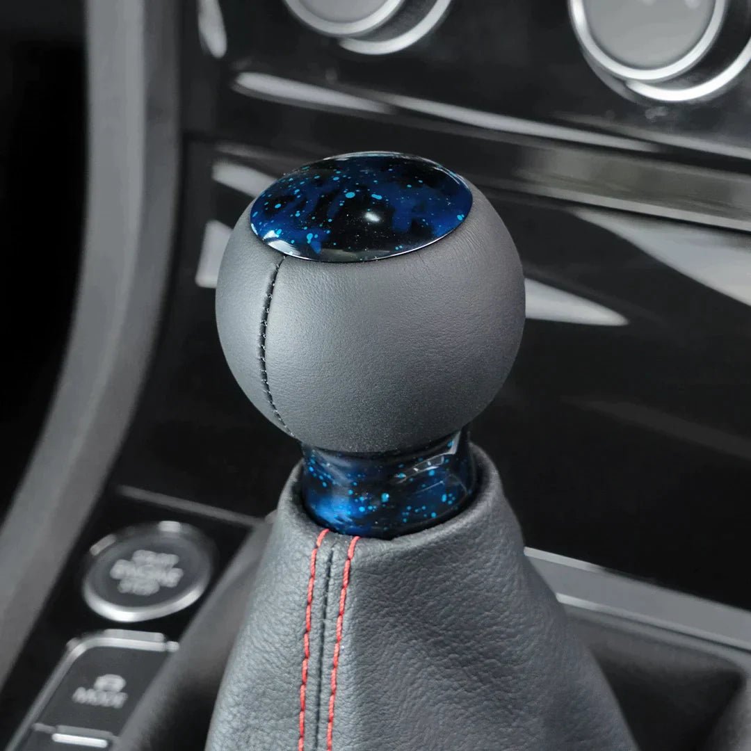 Billetworkz "Fusion" Shift Knob - Fits Subaru CVT: WRX (15–21), Crosstrek (13–23), Forester (14–18), Impreza (12–23), Legacy/Outback (10–14) - JDMuscleShift Knobbwzsku-46863711109402Blue Cosmic SpaceLeatherBlack - Yes my car has a shift boot