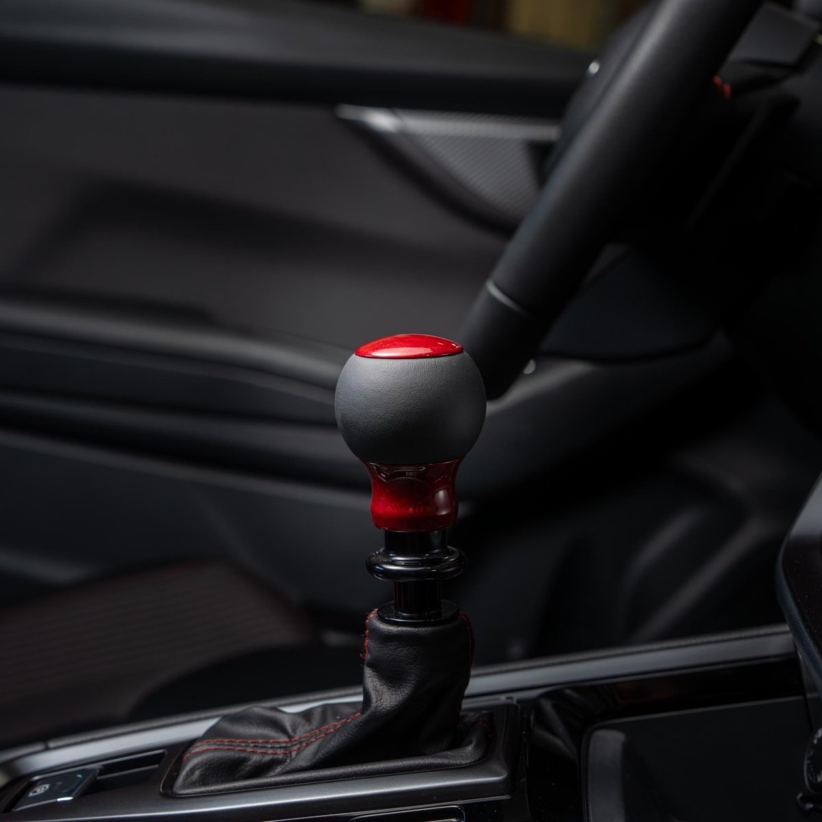 Billetworkz "Fusion" Shift Knob - Fits Subaru CVT: WRX (15–21), Crosstrek (13–23), Forester (14–18), Impreza (12–23), Legacy/Outback (10–14) - JDMuscleShift Knobbwzsku-46863711371546Rainbow SparkleLeatherBlack - Yes my car has a shift boot