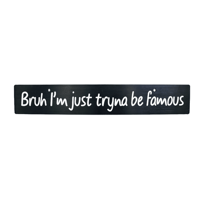 Billetworkz "Tryna Be Famous" License Plate Delete - JDMusclePlate DeletebwzBW-LPD-FAME-USUniversal Fitment: Holes 7" Apart (U.S. License Plate Mounting)