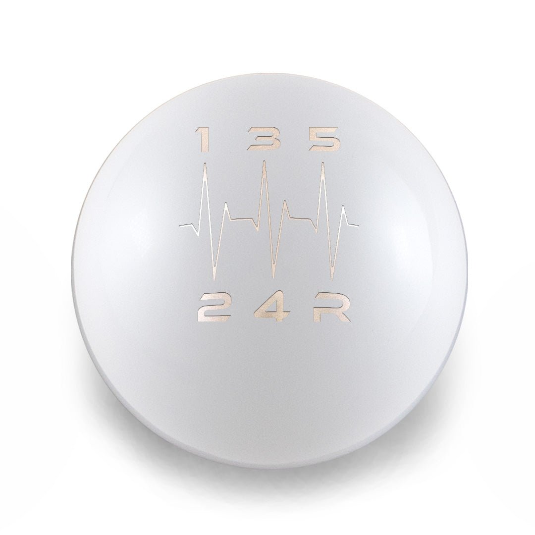 Billetworkz Weighted Shift Knob - 5 Speed Heartbeat Engraving - Subaru WRX - JDMuscleShift KnobBW-KNB-WRX5-HB5-GWHT-SPGloss WhiteSphere