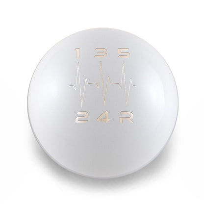 Billetworkz Weighted Shift Knob - 5 Speed Heartbeat Engraving - Subaru WRX - JDMuscleShift KnobBW-KNB-WRX5-HB5-GWHT-SPGloss WhiteSphere