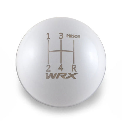 Billetworkz Weighted Shift Knob - 5 Speed WRX Jail-Prison Engraving - Subaru WRX - JDMuscleShift KnobBW-KNB-WRX5-WRX5JL-GWHT-SPGloss WhiteSphere
