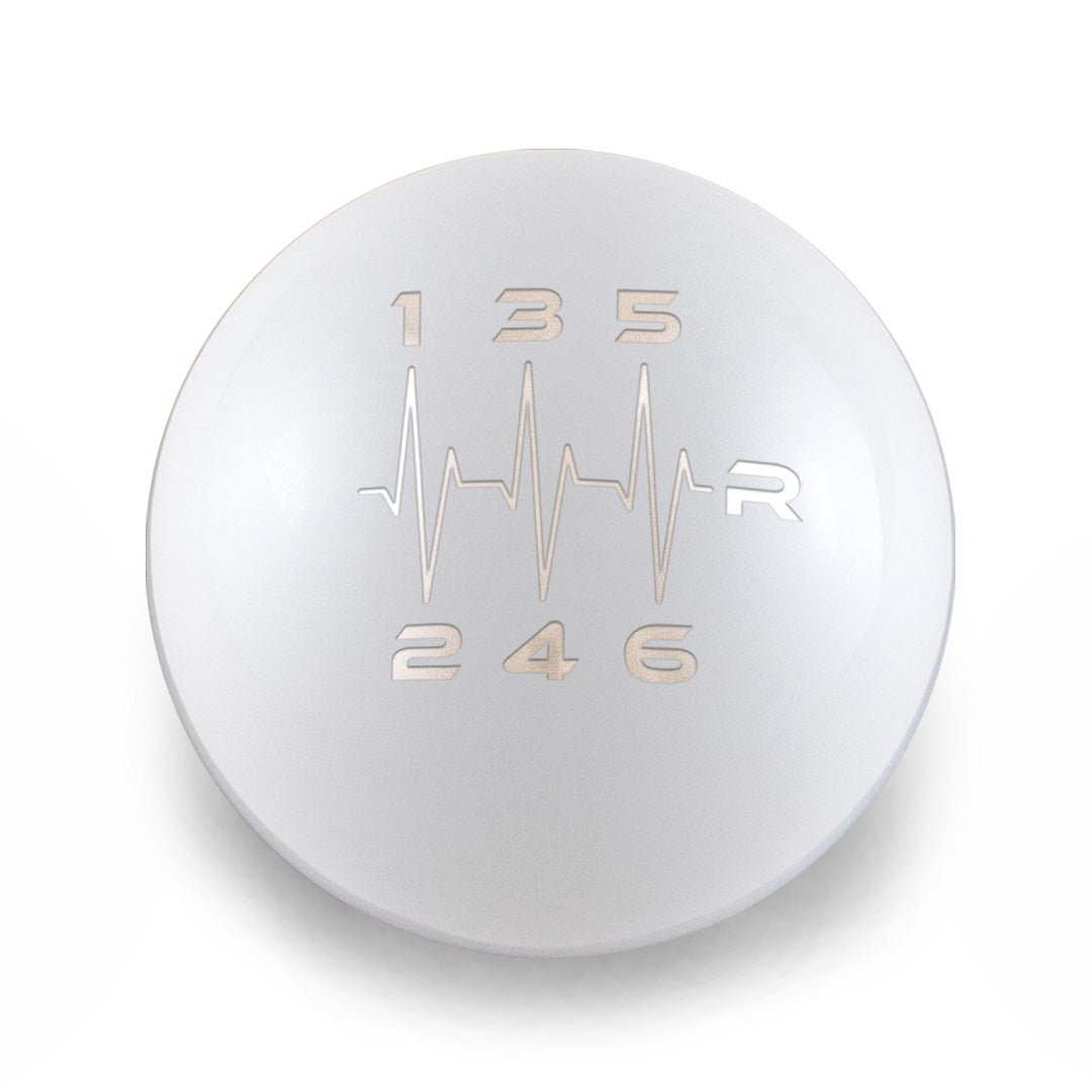 Billetworkz Weighted Shift Knob - 6 Speed Heartbeat Engraving for Subaru - JDMuscleShift KnobbwzBW-KNB-SUB6-HB6-GWHT-SPGloss WhiteSphere