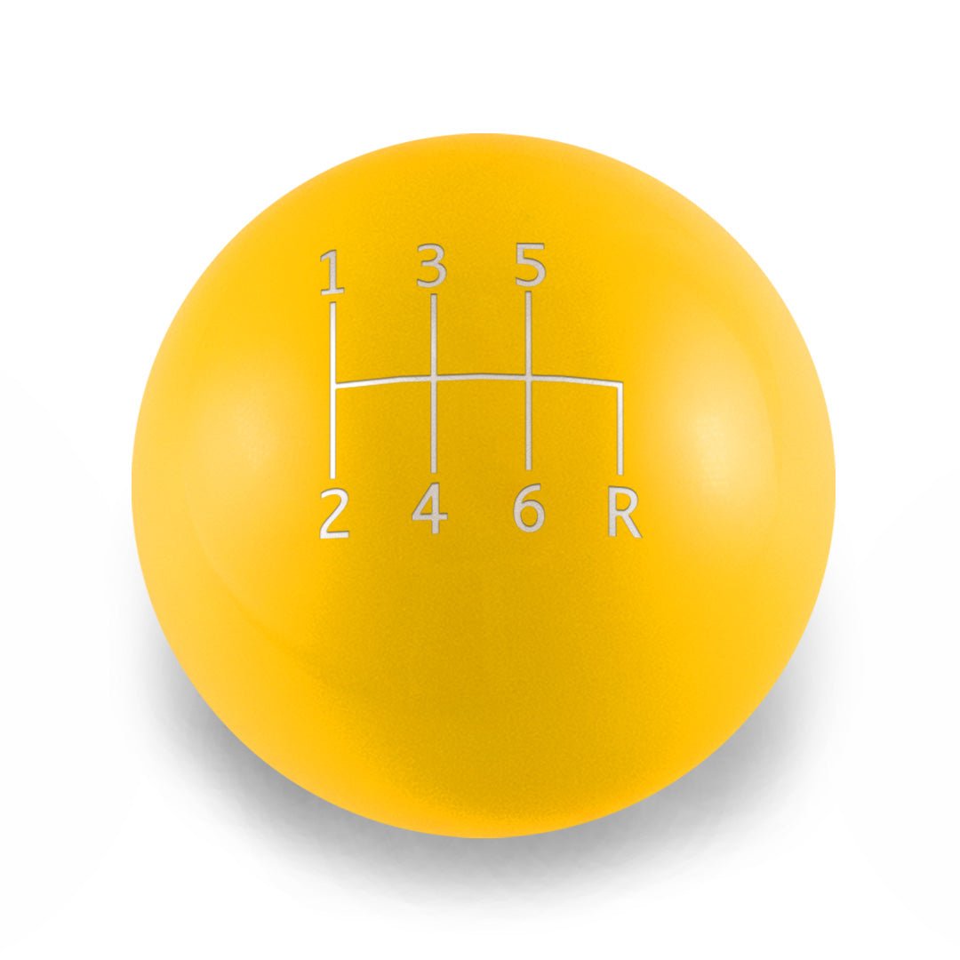 Billetworkz Weighted Shift Knob - 6 - Speed Standard Engraving for Subaru - JDMuscleShift KnobBW-KNB-SUB6-STD6-GYEL-SPGloss YellowSphere
