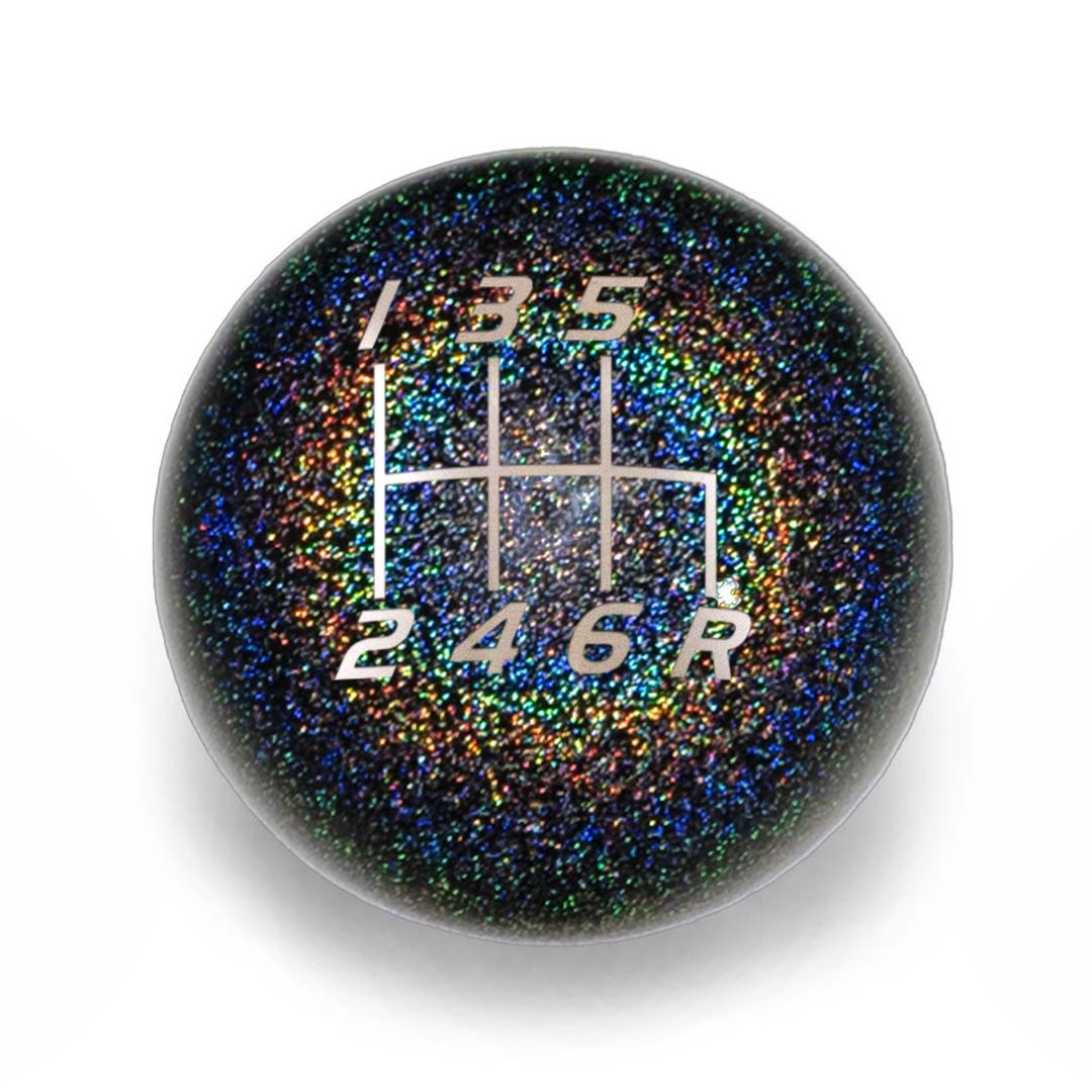 Billetworkz Weighted Shift Knob - 6 - Speed Velocity Engraving for Subaru - JDMuscleShift KnobBW-KNB-SUB6-VEL6-RBSP-SPRainbow SparkleSphere