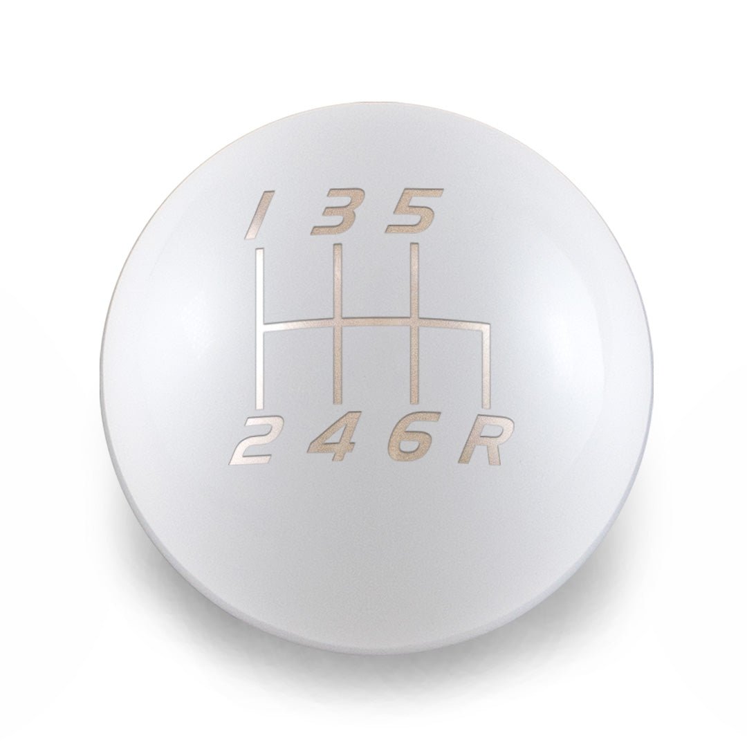 Billetworkz Weighted Shift Knob - 6 - Speed Velocity Engraving for Subaru - JDMuscleShift KnobBW-KNB-SUB6-VEL6-GWHT-SPGloss WhiteSphere