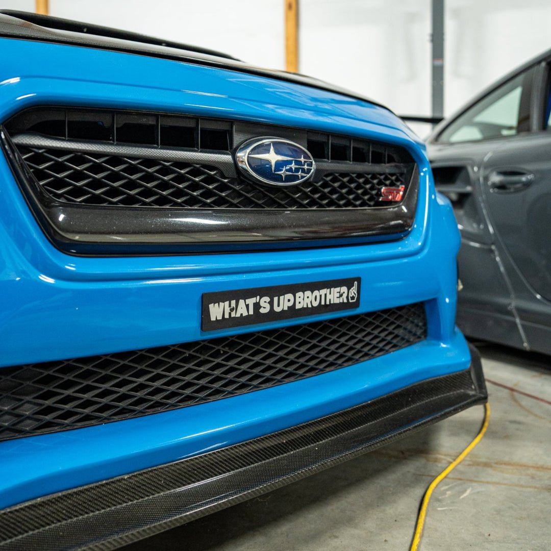 Billetworkz "What's Up Brother" License Plate Delete - JDMusclePlate DeletebwzBW-LPD-WUB-USUniversal Fitment: Holes 7" Apart (U.S. License Plate Mounting)