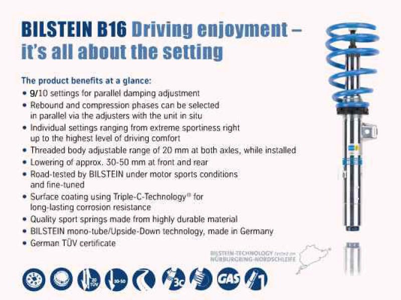 Bilstein B16 15 - 17 Ford Mustang GT V8 Front and Rear Performance Suspension System - JDMuscleShop the look 2bil48-253901