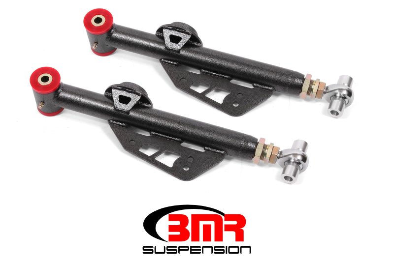 BMR Suspension 99 - 04 Ford Mustang Adjustable Lower Control Arms with Poly/Rod End Combo - Black Hammertone | bmrTCA055H - JDMuscleSPK539174