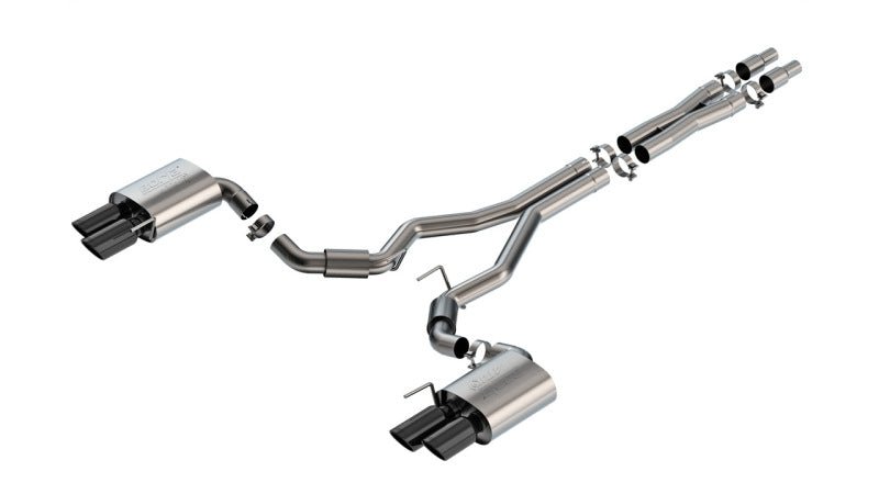 Borla 2024 Ford Mustang GT 5.0L V8 3 in ATAK Catback Non - Active Exhaust - Black Chrome Quad Tip - JDMuscleShop the look 2bor140970BC