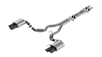 Borla 2024 Ford Mustang GT 5.0L V8 3 in ATAK Catback Non - Active Exhaust - Black Chrome Quad Tip - JDMuscleShop the look 2bor140970BC