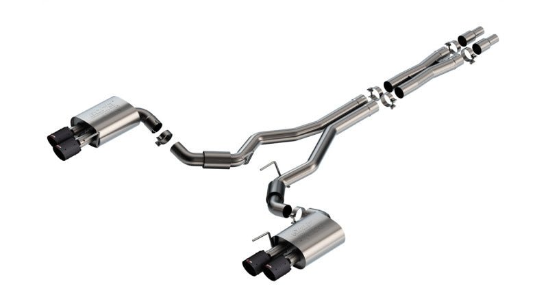 Borla 2024 Ford Mustang GT 5.0L V8 3 in ATAK Catback Non - Active Exhaust - Carbon Fiber Quad Tip - JDMuscleShop the look 2bor140970CFBA