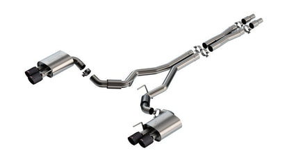 Borla 2024 Ford Mustang GT 5.0L V8 3 in ATAK Catback Non - Active Exhaust - Carbon Fiber Quad Tip - JDMuscleShop the look 2bor140970CFBA