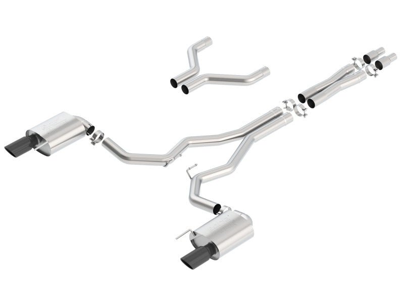 Borla Atak Cat - Back 15 - 17 Ford Mustang GT 5.0L V8 MT/AT 3in pipe 4in Black Chrome Tips - JDMuscleShop the look 2bor140630BC
