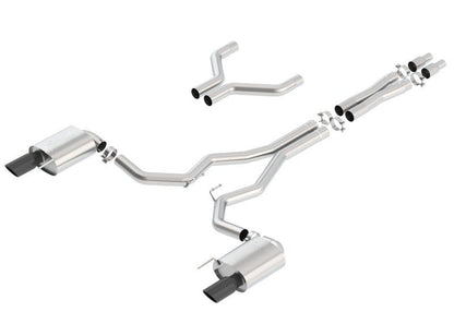 Borla Atak Cat - Back 15 - 17 Ford Mustang GT 5.0L V8 MT/AT 3in pipe 4in Black Chrome Tips - JDMuscleShop the look 2bor140630BC