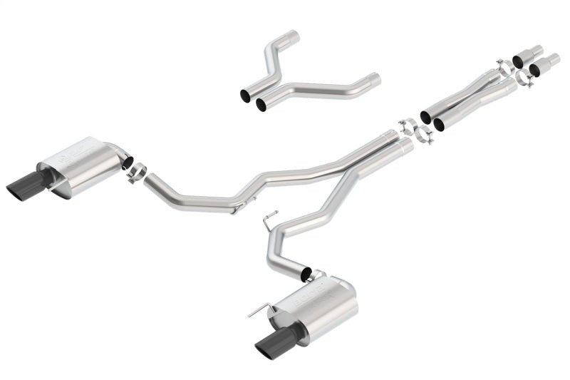 Borla Atak Cat - Back 15 - 17 Ford Mustang GT 5.0L V8 MT/AT 3in pipe 4in Black Chrome Tips - JDMuscleShop the look 2bor140630BC