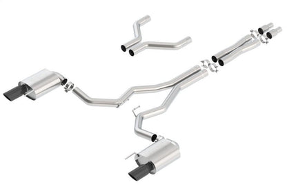 Borla Atak Cat - Back 15 - 17 Ford Mustang GT 5.0L V8 MT/AT 3in pipe 4in Black Chrome Tips - JDMuscleShop the look 2bor140630BC
