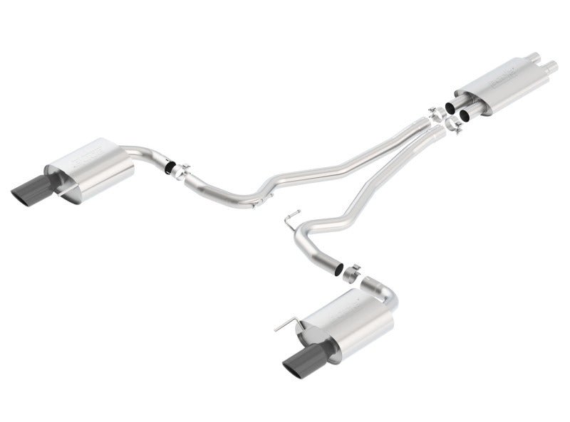 Borla Touring Cat - Back 15 Ford Mustang GT 5.0L V8 MT/AT 2.5in pipe Black 4in tip - JDMuscleShop the look 2bor140589BC