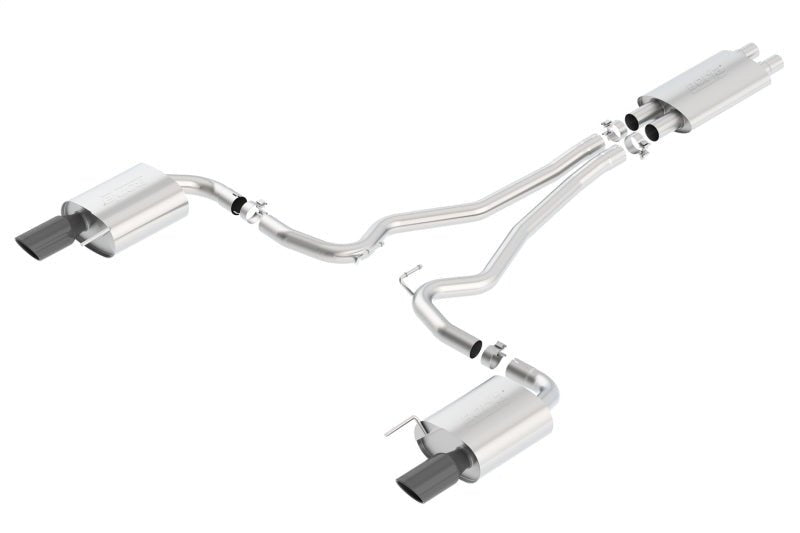 Borla Touring Cat - Back 15 Ford Mustang GT 5.0L V8 MT/AT 2.5in pipe Black 4in tip - JDMuscleShop the look 2bor140589BC
