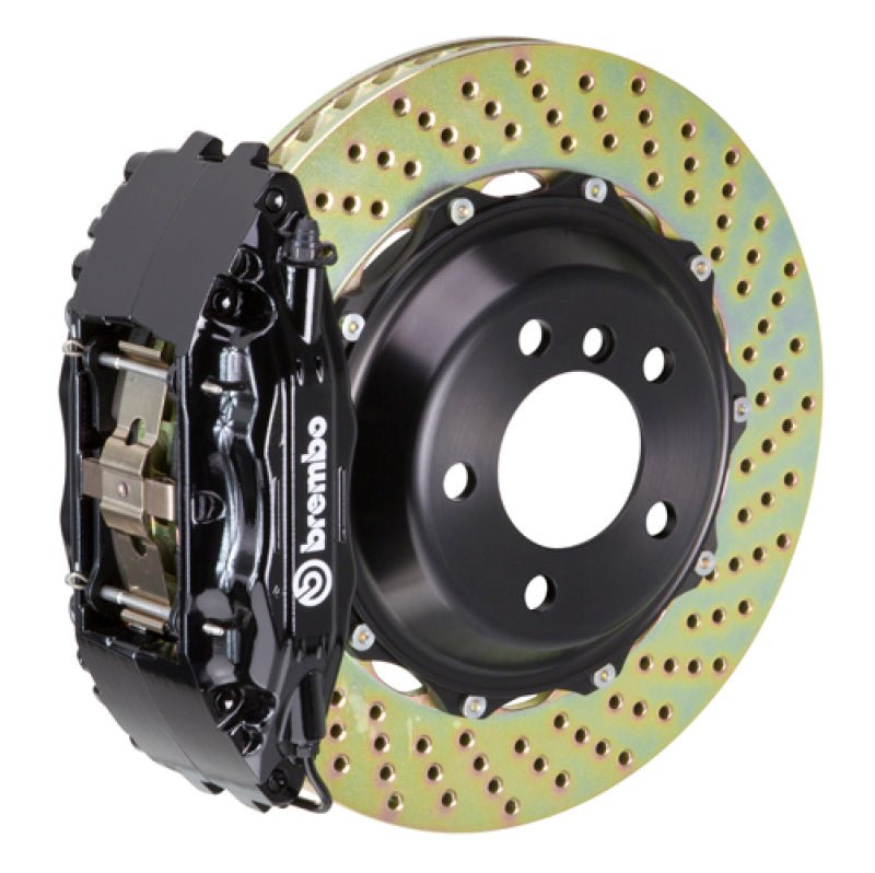Brembo 04 - 17 WRX STi Front GT BBK 4 Piston Cast 2pc 355x32 2pc Rotor Drilled - Black | 1B1.8048A1 - JDMuscleBrake Rotorsbrb1B1.8048A1