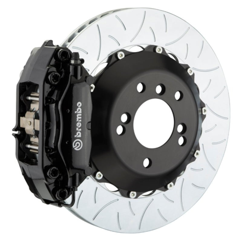 Brembo 08 - 14 WRX STI Rear GT BBK 4 Piston Cast 345x28 2pc Rotor Slotted Type3 - Black | 2P3.8020A1 - JDMuscleBrake Rotorsbrb2P3.8020A1