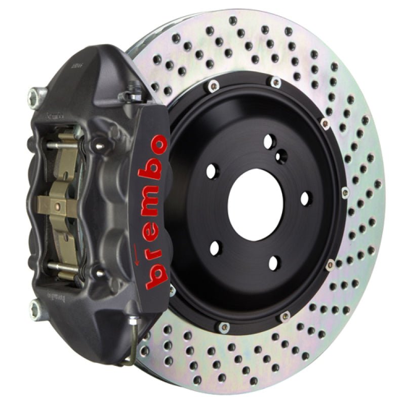 Brembo 23+ GR Corolla Rear GTS BBK 4 Piston Cast 345x28 2pc Rotor Drilled - Black HA - JDMuscleSPKbrb2P1.8062AS