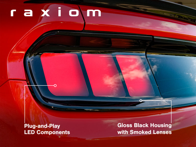 Raxiom 15-22 Ford Mustang Profile LED Tail Lights - Gloss Black Housing | Smoked Lens