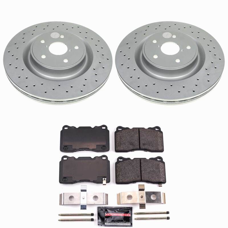 PowerStop [21 WRX] Front Z23 Coated Brake Kit - Black and Silver