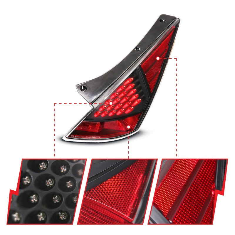 ANZO [03-06 350Z] LED Tail Light Assembly - Clear Lens, Black Housing, Pair