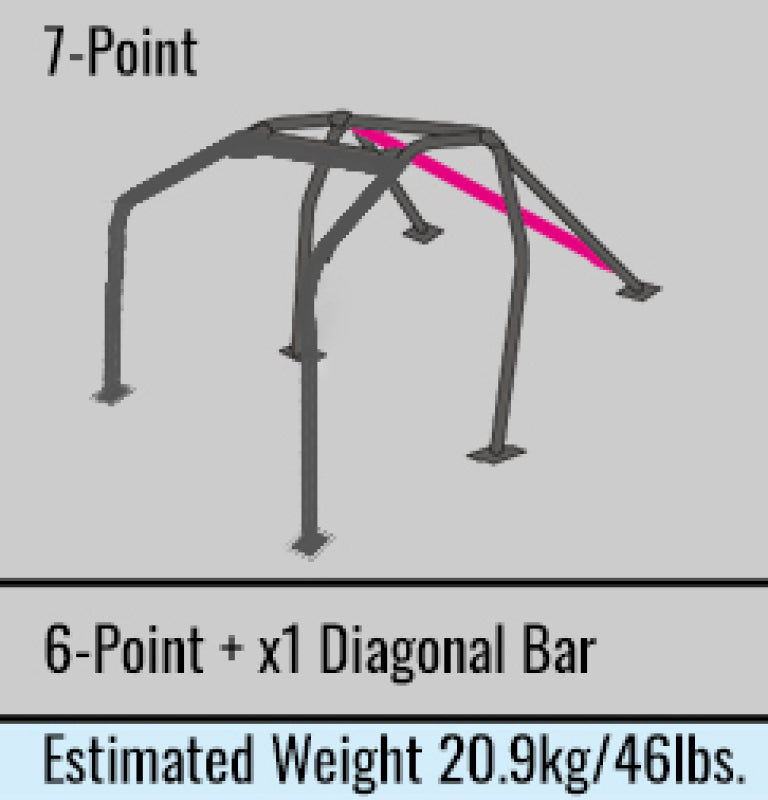 Cusco [15-21 WRX/STI] 7-Point Dash-Through Roll Cage - Chromoly Blue, LHD