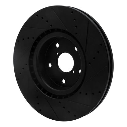 R1 Concepts [10-14 Impreza] [15 WRX STI] Front Left Drilled and Slotted Brake Rotor - Black
