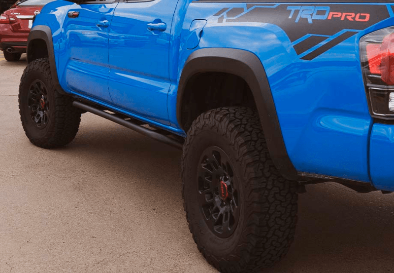 Cali Raised LED Trail Ed Rock Sliders for 2023 Toyota Tacoma Double Cab Short Bed - Powder Coated Kick Out Design | calCR2579 - JDMuscleSPK800749